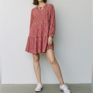 Rails Floral Red Daisy Long Sleeve Dress